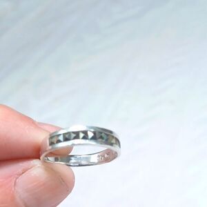 Sterling Silver 925 Ring  W/ Smokey Black  Gems Sz 8